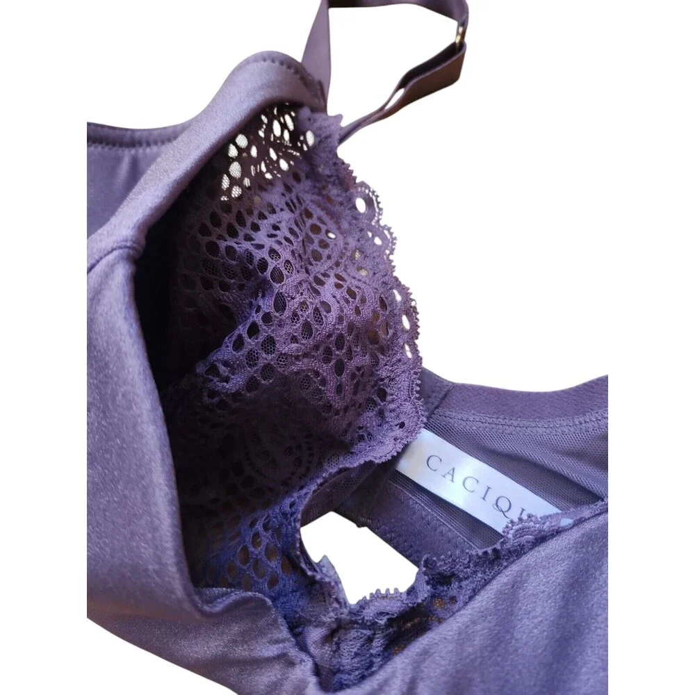 Cacique The Sexy Collection Bra 38DDD Dusky Purple Lace Lightly Lined Balconette